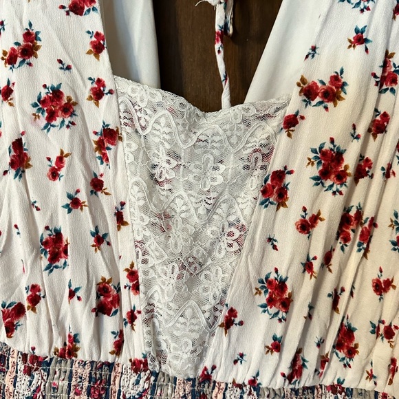 EUC Torrid Maxi Gauze Lace Inset Dress sz 4x hi-lo dress with pockets! - Picture 4 of 7